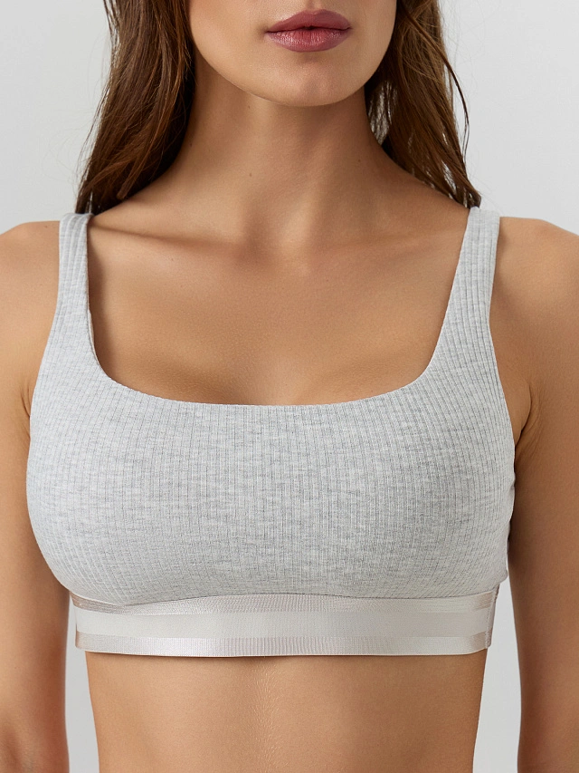 Бюстье с регулируемыми бретелями в оттенке "серый меланж" - 6