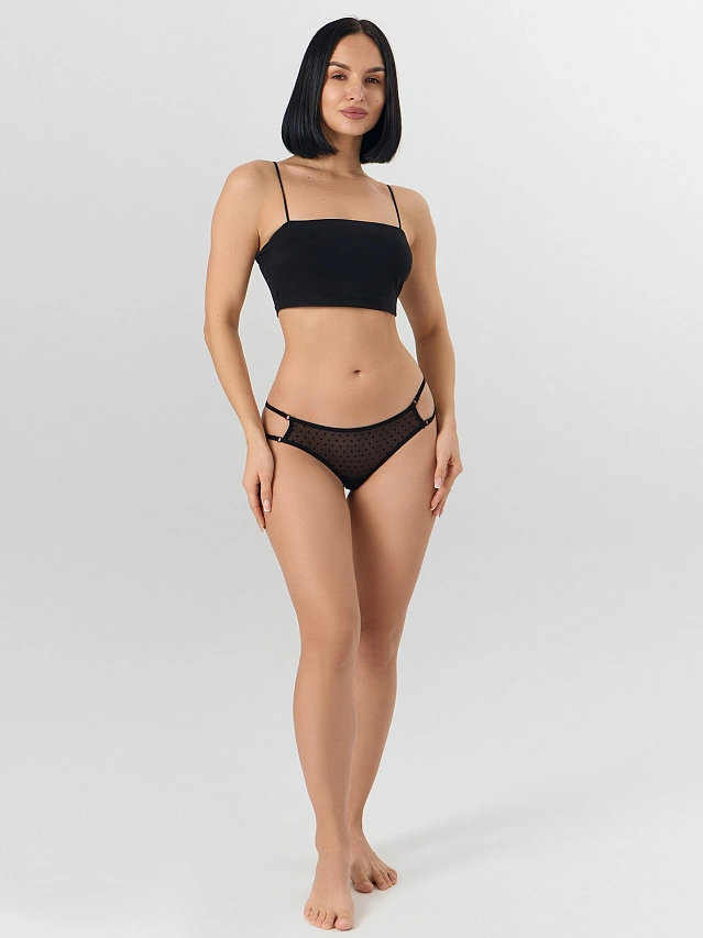 Трусы бразилиана женские с вырезами в боковых частях черные - 6