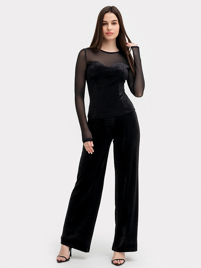 Брюки женские велюровые в черном цвете - 5