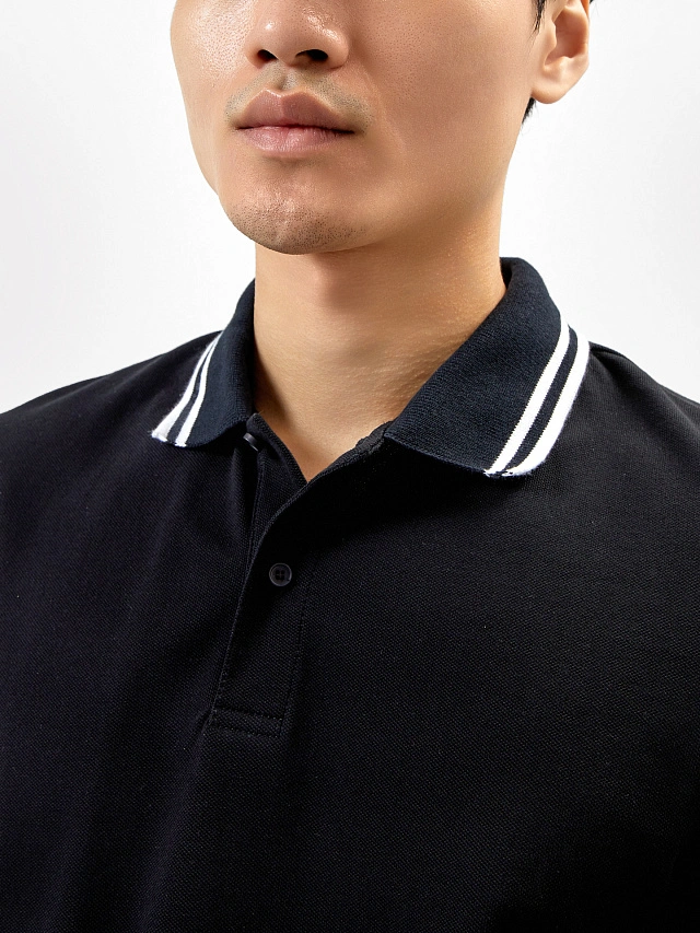 Джемпер-поло хлопковый в черном цвете - 3