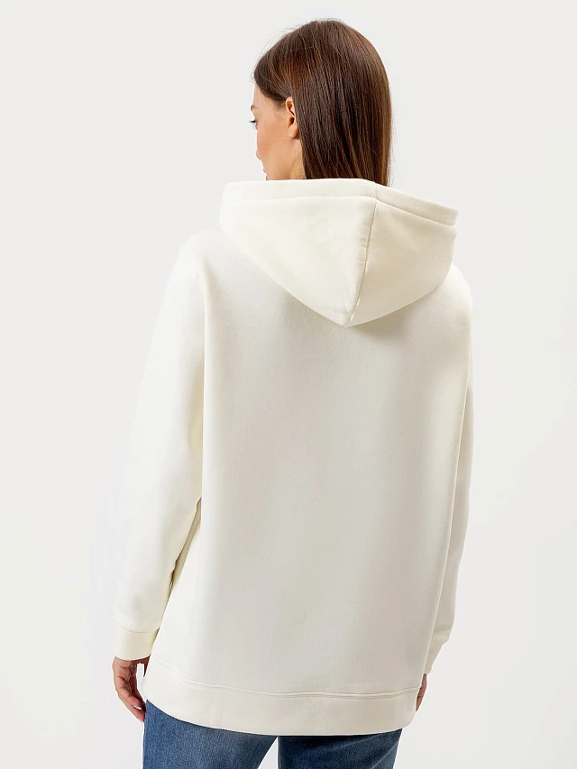Худи женское теплое в молочном цвете - 3