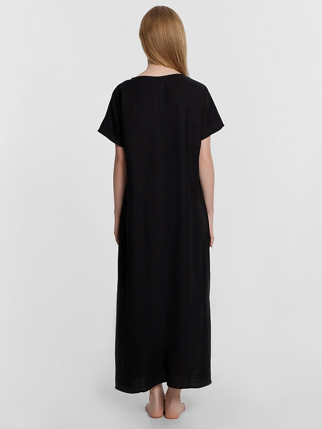 Платье женское домашнее макси черное - 3