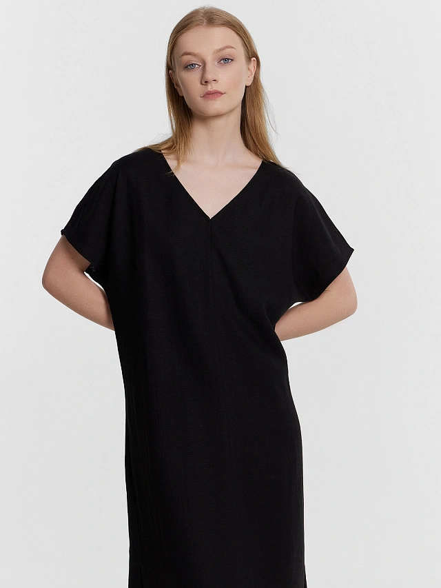 Платье женское домашнее макси черное - 4