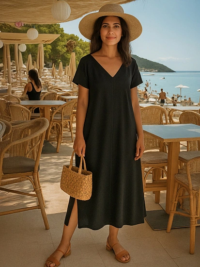 картинка Платье женское домашнее макси черное от магазина стильной одежды Mark Formelle