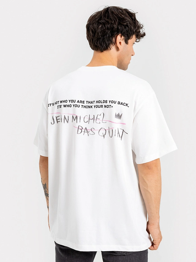 Футболка оверсайз мужская в белом цвете с принтом - 2