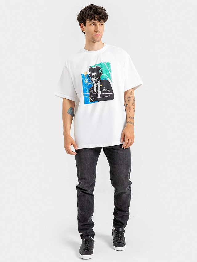Футболка оверсайз мужская в белом цвете с принтом - 3