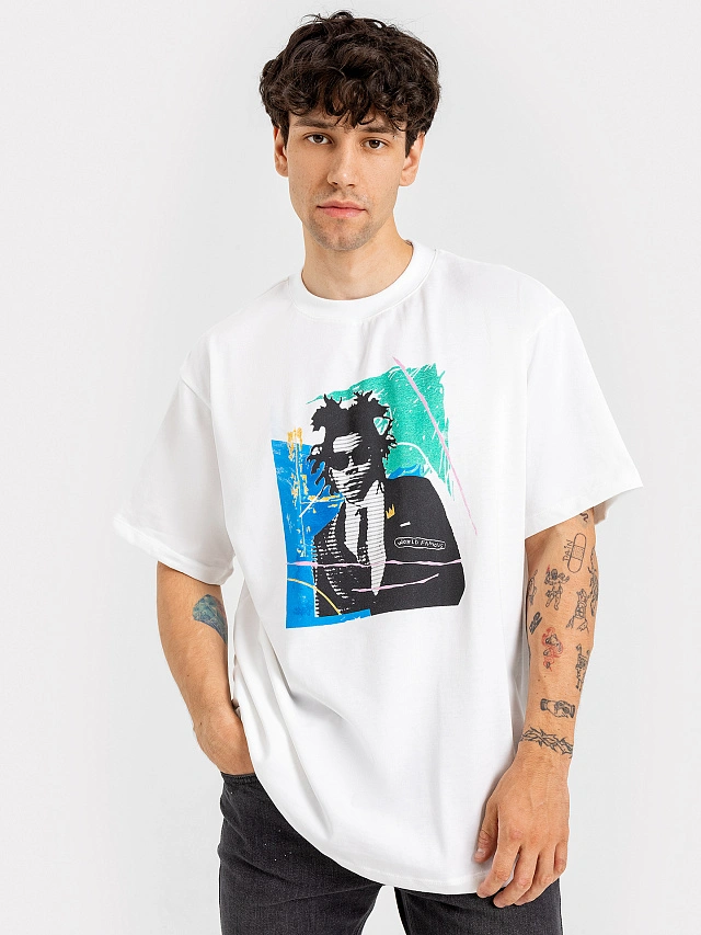 Футболка оверсайз мужская в белом цвете с принтом - 6
