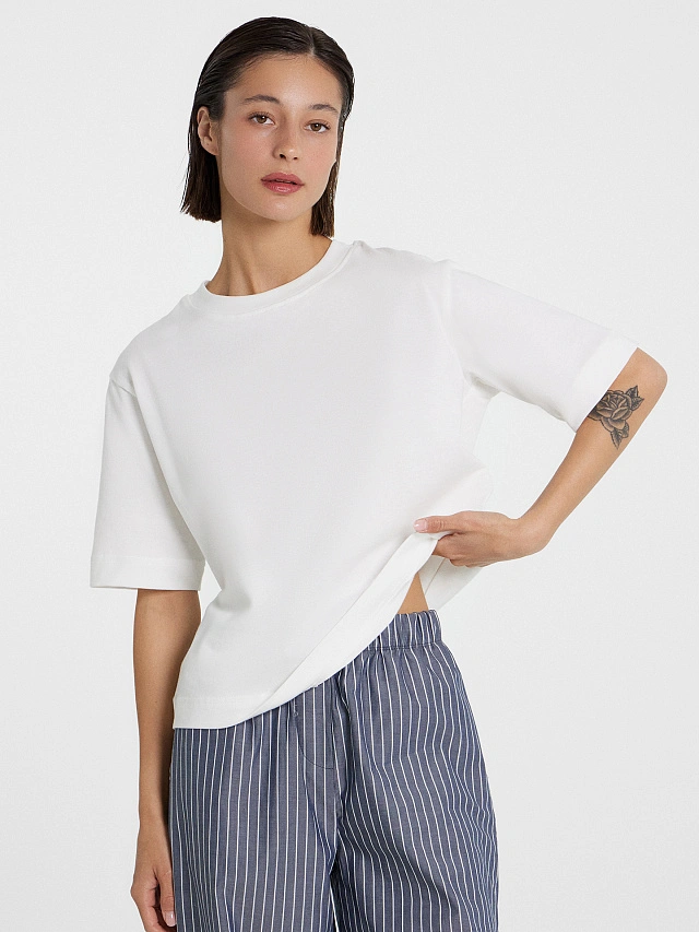 Футболка оверсайз женская белая - 7