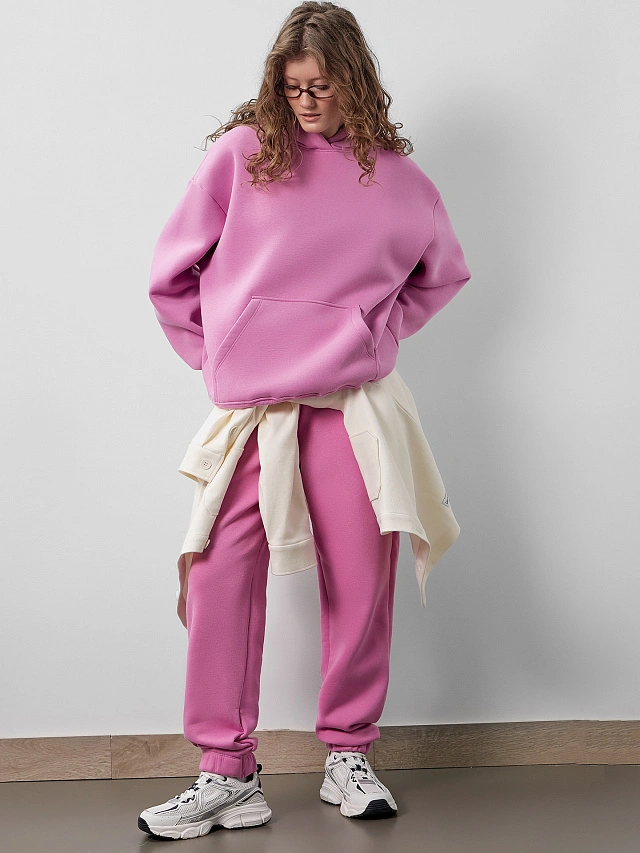 Теплые брюки женские розовые с начесом - 8