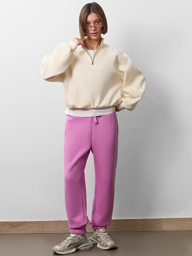 Теплые брюки женские розовые с начесом - 10