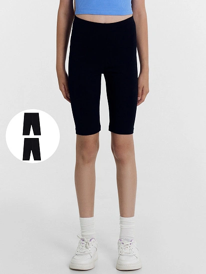 картинка Шорты-велосипедки для девочек мультипак (2 шт.) в черном цвете от известного бренда одежды для девочек Mark Formelle