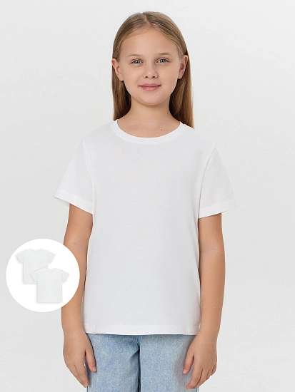 картинка Футболка для девочек мультипак (2 шт.) в белом цвете от известного бренда одежды для девочек Mark Formelle
