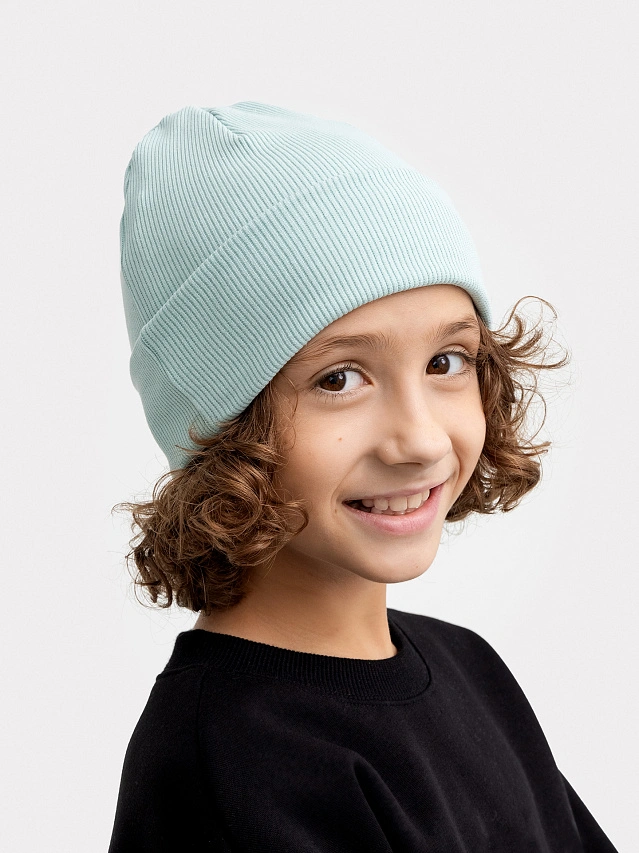 Шапка детская в мятно-зеленом цвете - 2