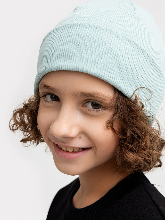 Шапка детская в мятно-зеленом цвете - 8