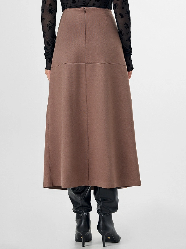 Юбка женская бежевая "под замшу" - 2