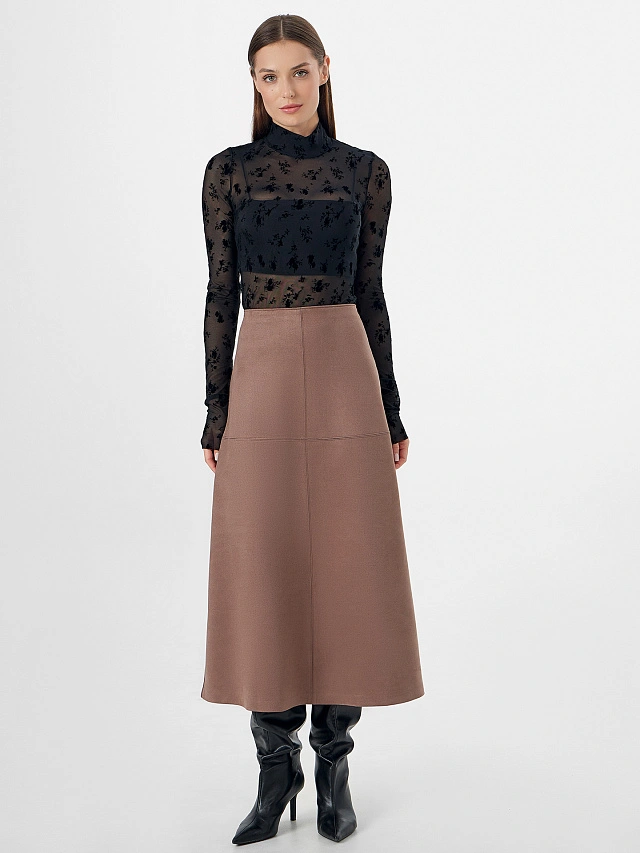 Юбка женская бежевая "под замшу" - 3