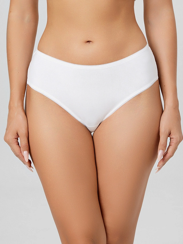 Трусы женские шортики с деталями из кружева в белом цвете - 3