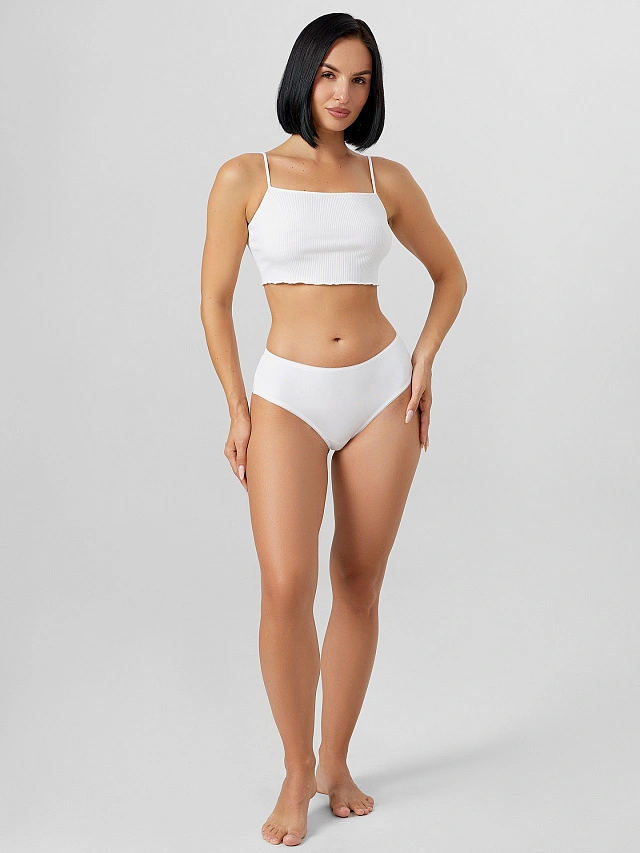 Трусы женские шортики с деталями из кружева в белом цвете - 7