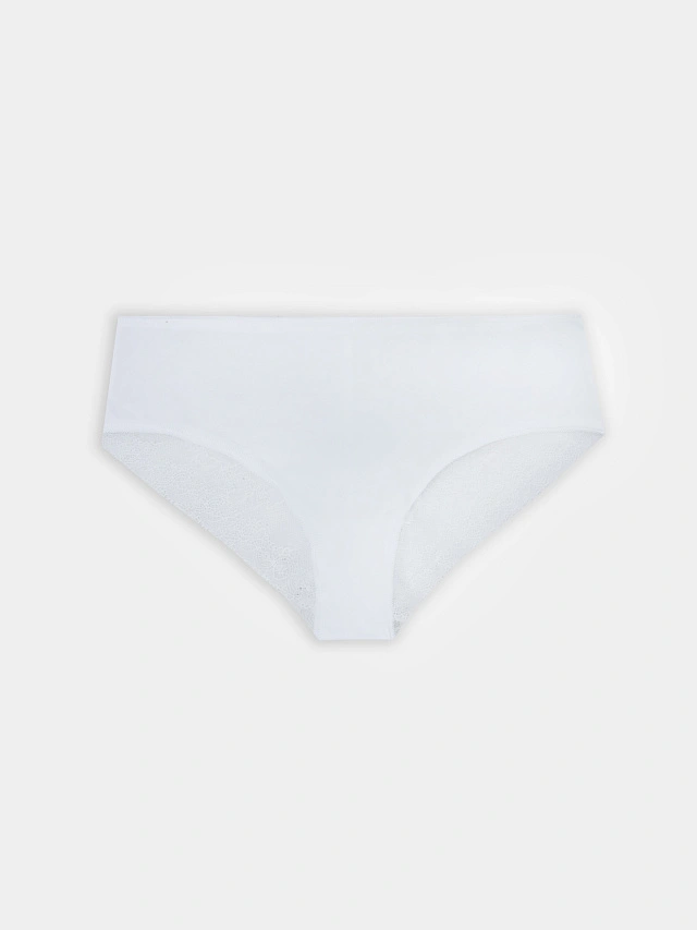 Трусы женские шортики с деталями из кружева в белом цвете - 9