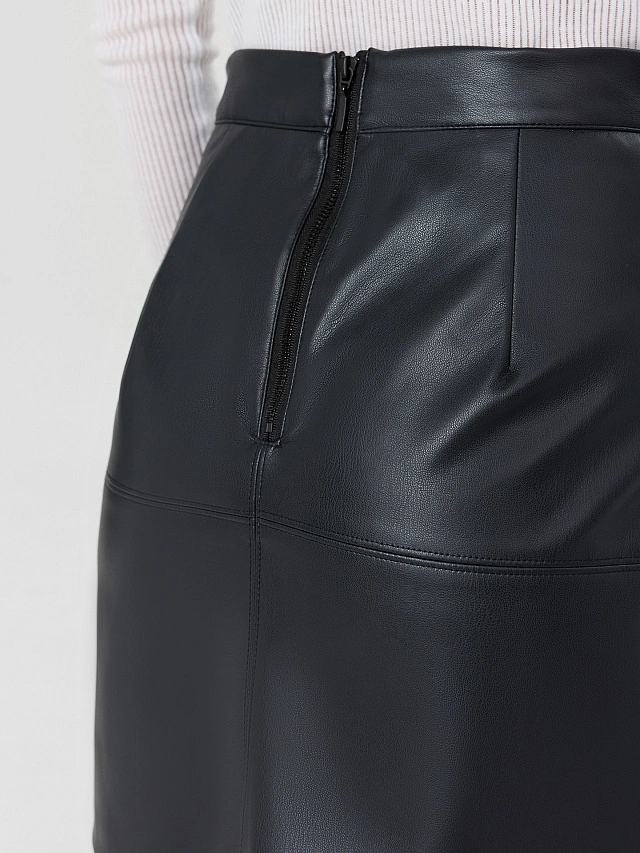 Юбка женская мини черная из экокожи - 14