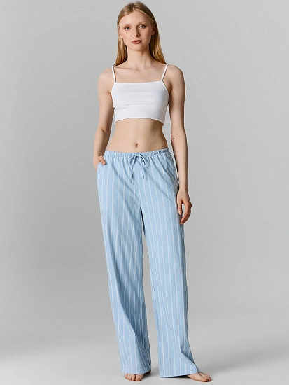 картинка Брюки домашние женские голубые в полоску от магазина стильной одежды Mark Formelle