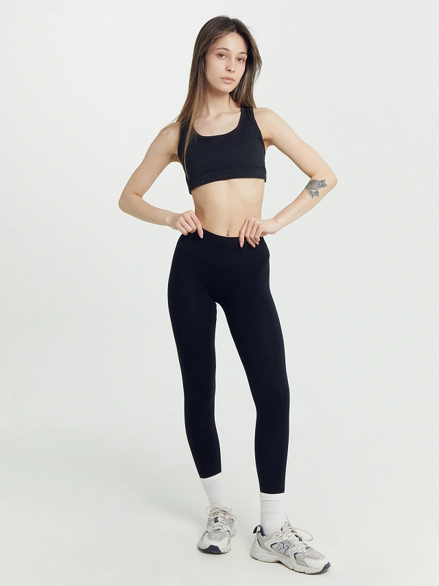 Легинсы женские спортивные черные - 3