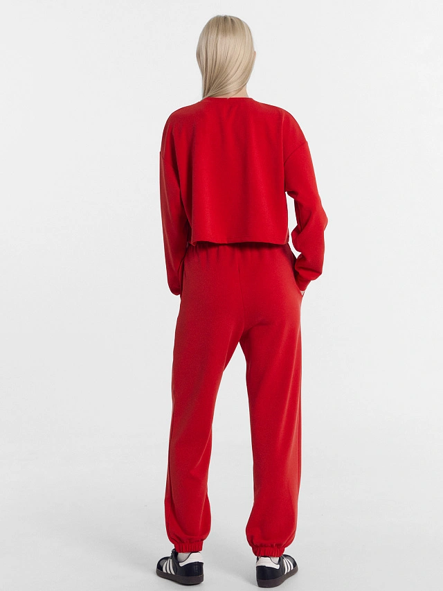Комплект женский (джемпер, брюки) в красном цвете - 2