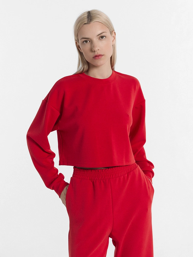 Комплект женский (джемпер, брюки) в красном цвете - 3