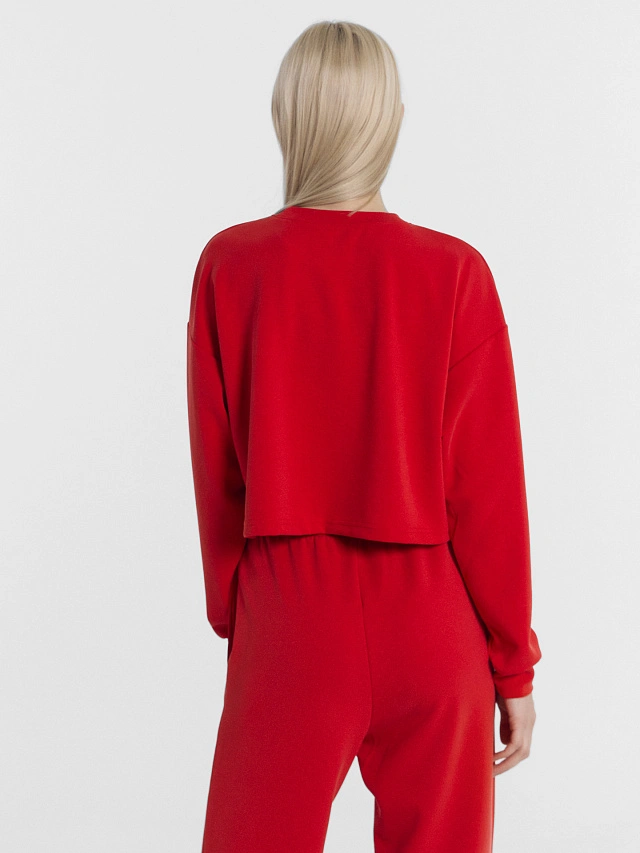 Комплект женский (джемпер, брюки) в красном цвете - 4