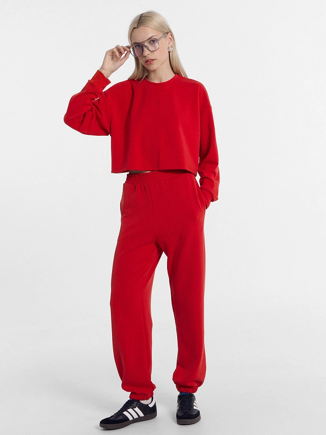 Комплект женский (джемпер, брюки) в красном цвете - 7