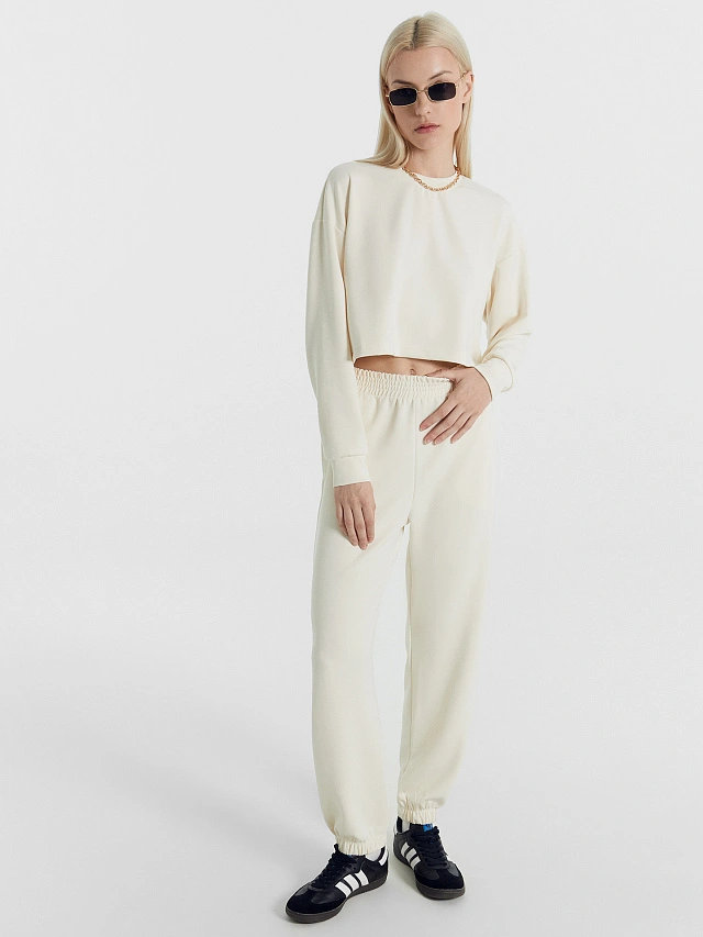 Комплект женский (джемпер, брюки) молочно-бежевый - 7