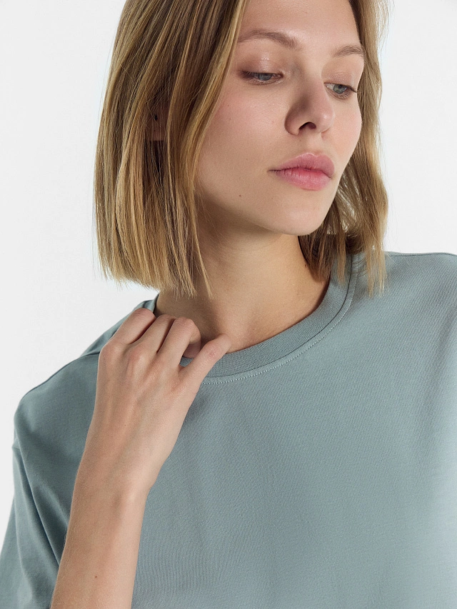 Футболка женская бирюзово-голубая - 3