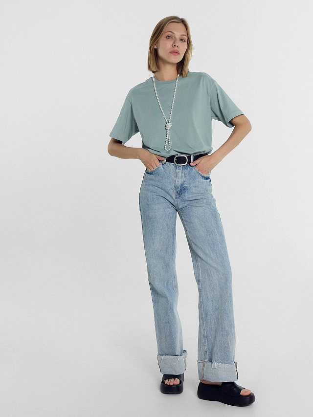 Футболка женская бирюзово-голубая - 5