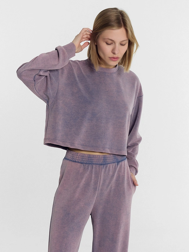 Комплект женский (джемпер, брюки) серый с дизайнерским принтом - 3