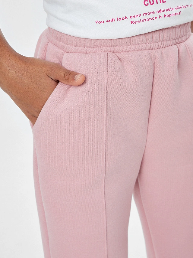 Брюки для девочек в зефирно-розовом цвете - 5