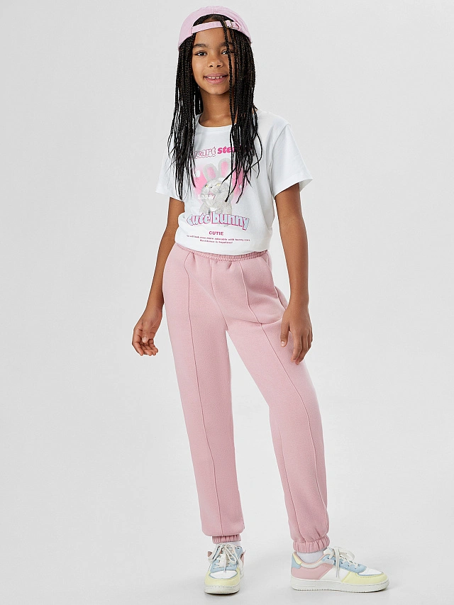 Брюки для девочек в зефирно-розовом цвете - 6