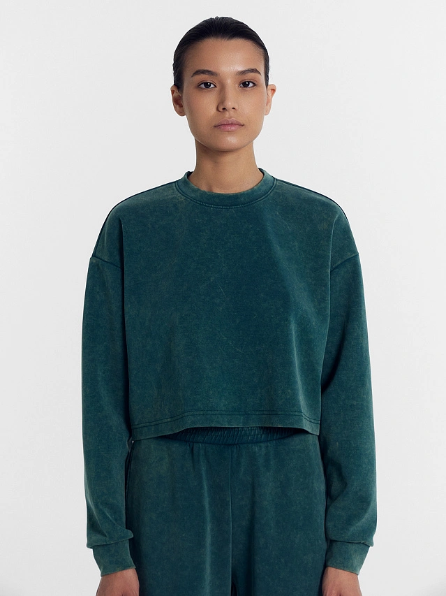 Комплект женский (джемпер, брюки) зеленый с дизайнерским принтом - 3