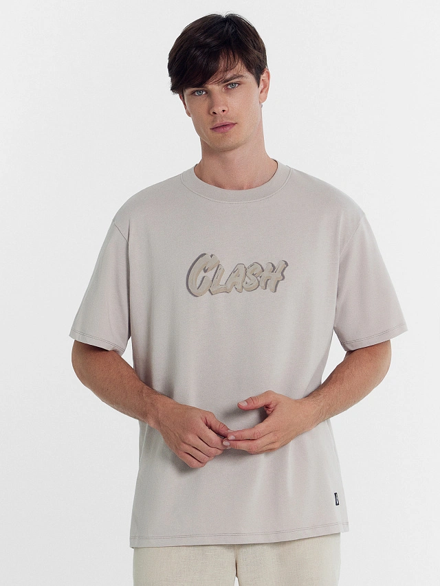 Футболка мужская пепельно-серая с печатью - 6