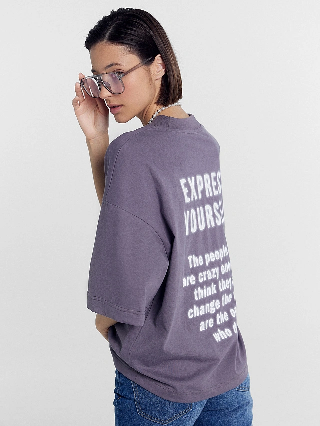 Футболка женская серая с печатью - 6