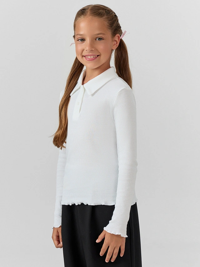 Поло для девочек в белом цвете - 3
