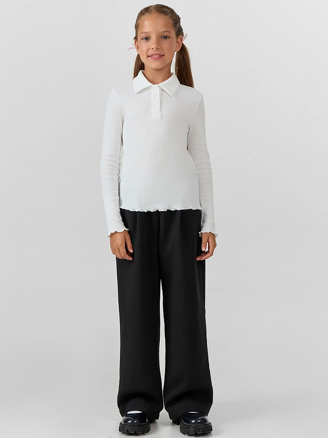 Поло для девочек в белом цвете - 5