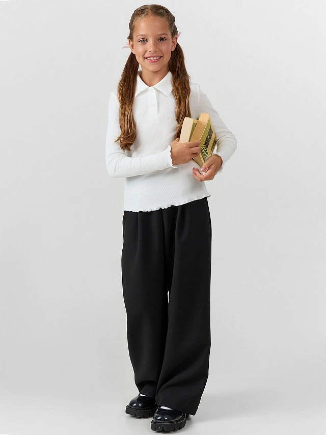 Поло для девочек в белом цвете - 8