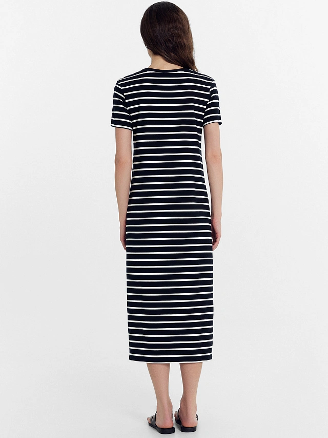 Платье женское в черно-белую полоску - 2