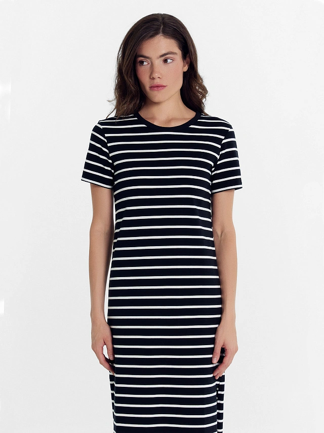 Платье женское в черно-белую полоску - 3