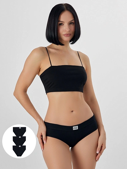 картинка Трусы женские слипы мультипак (3 шт.) в черном цвете  от магазина стильной одежды Mark Formelle