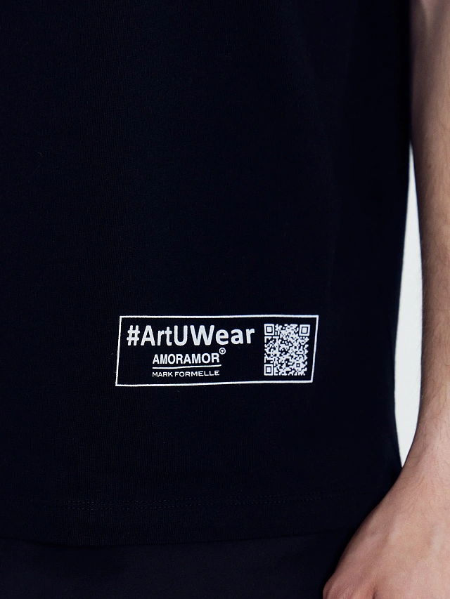 Футболка мужская черная с печатью - 5