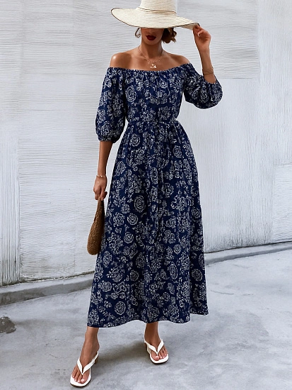 картинка Платье женское темно-синее с фруктами  от магазина стильной одежды Mark Formelle