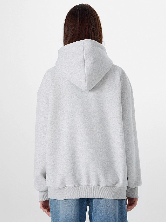 Теплое худи женское серое с начесом - 5