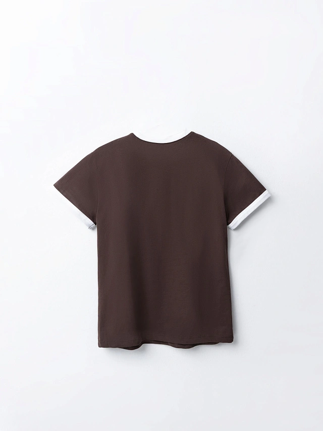 Футболка женская коричневая полуприлегающего силуэта - 6