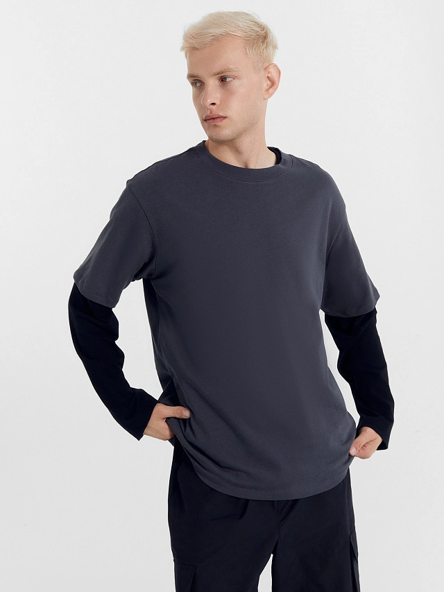 Футболка мужская в графитово-сером цвете - 6